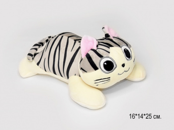 им Кошка арт. 81025-27/90815-4/80822-16 Полосатая лежит 25 см в пак.)