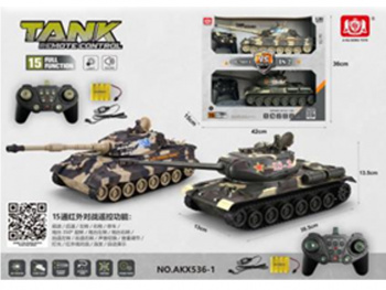 Танк на р/у арт. AKX536-1"  Танковый бой аккам.свет.звук в коробке 42*15*36