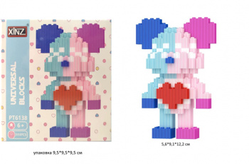 Конструктор арт. PT6138-802 Микро Медведь с сердцем 593 дет. в кор.