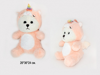 им Медведь арт. 18762-209 Белый в костюме единорога 36 см в пак.