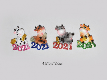 Магнит керамический арт. 8641 "Бычок 2021" 1шт. (24 шт.) в кор.