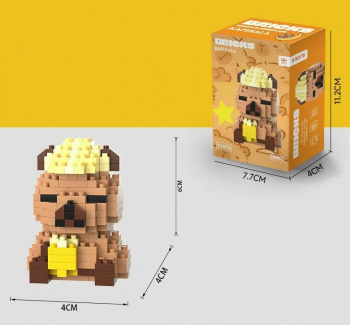 Конструктор арт. E3076-805 Микро Капибара в кепке, с бананом 203 дет. в кор.