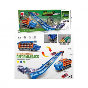 Машина инерц. арт. CY-2249 Автовоз "Дино" с трассой+6 машин в кор. 50,5*11*19,5