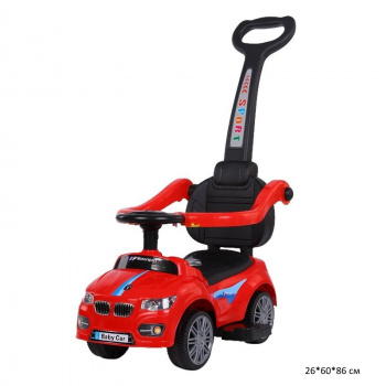 Толокар арт. 901-1 Каталка с родительской ручкой, ограничителями свет, звук КРАСНЫЙ в кор.60*29*29