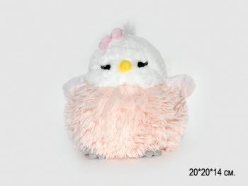 им Птица арт. 05167-2-209 Цыпленок в розовой пушистой шубке 20 см в пак.