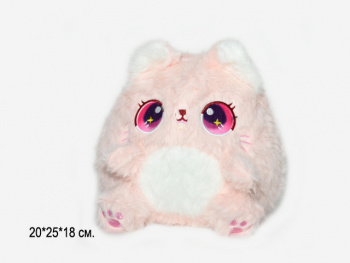 им Кошка арт. 209256 Розовый толстячок круглые лапки звезда в глазах 20*25 см в пак.
