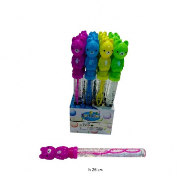 Пузыри мыльные арт. 1820 Медведь цвета микс 26 см (24 шт.) шоубокс•