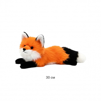 им Лиса арт. 209976 Рыжая с черно-белым хвостом лежит 30 см в пак.