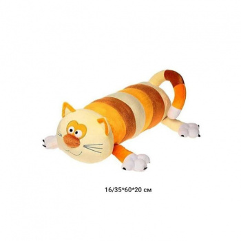 им Обнимашка арт. 12197-2-209 Кошка полосатая в желтых тонах с выпуклыми глазами 60 см в пак.