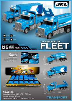 Машина на батар. арт. B249C Грузовик с прицепом ассорти свет, звук (6 шт.) шоубокс)