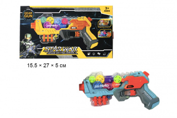 Оружие арт. 585-330A Бластер прозрачный с шестеренками в кор.•_/96 шт./