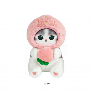 им Кошка арт. 209135 В шапке клубники сидит 23 см в пак.