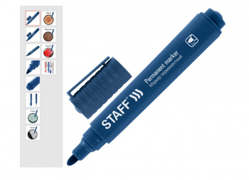 кс_Маркер перманентный арт. 152175 STAFF "Basic Budget PM-125" СИНИЙ круглый наконечник 3 мм