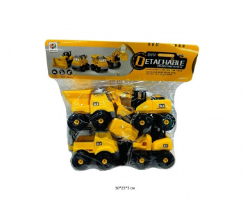 Машина констр. арт. BJ645A Строительная техника Набор 4 шт. с отверткой в пак.•