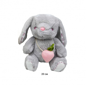 им Зайка арт. YE25508-5-2 Серый с сумкой-клубникой 20 см в пак.)