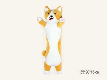 им Обнимашка арт. 11549/209129 Собака Корги красный язык 90 см в пак.