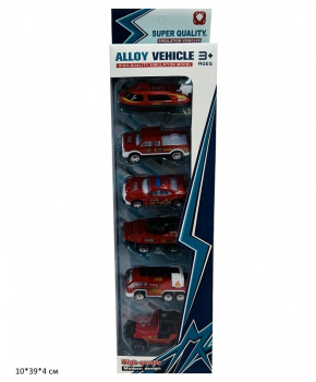 Набор машин арт. 389-23 Пожарная техника металл 6 шт. в кор.• Набор машин арт. 389-23 Пожарная техника металл 6 шт. в кор.•