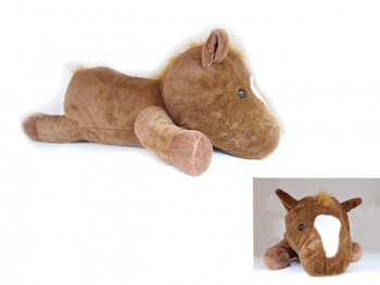 им Лошадь арт. YE25718-1-3 Коричневая лежит, с пледом 110*180 см в пак.)