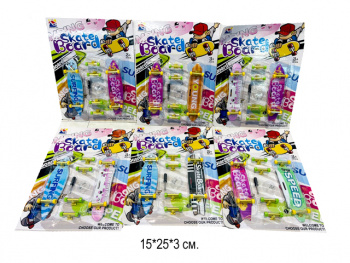 Скейтик арт. 035-2 Пальчиковый 2 шт. + колеса на листе• 