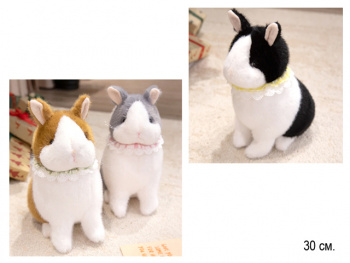 им Зайка арт. 209048 Короткоухий кролик в кружевном воротнике 23 см в пак.