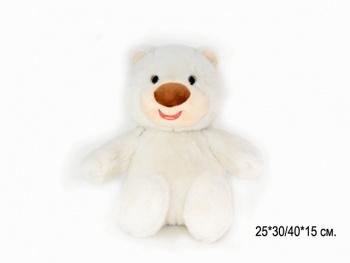 им Медведь арт. 18144-2-209 Норковый белый улыбака с коричневым носом 30/40 см в пак.