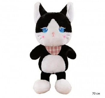 им Кошка арт. 90243-7 Черно-белая с платком на шее 70 см в пак.)