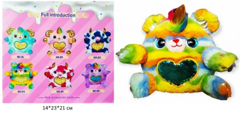 им Медведь-единорог арт. 933-51E Радужный интерактив. на батар. в кор.•/36 шт./