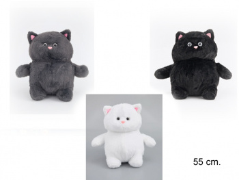 им Кошка арт. 240315-209/516621-2 Толстячок пушистый черный 55 см в пак.)