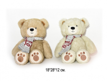 им Медведь арт. 209199 Пестрый в шарфе магнитные лапки 30 см цвета микс в пак.